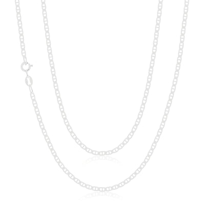 Sterling Silver 50cm Anchor Bevel Chain Necklace