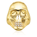 9ct Yellow Gold Round Brilliant Cut with 0.10 CARAT tw of Diamonds Skull  Mens Ring