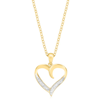 9ct Yellow Gold & Diamond Set Heart Pendant