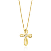 9ct Yellow Gold Round Brilliant Cut Cross with 0.05 CARAT tw of Diamond Pendant