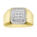 9ct Yellow Gold Round Brilliant Cut with 1/3 CARAT tw of Diamonds Square Mens Ring