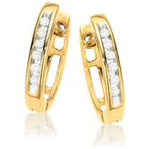 9ct Yellow Gold Round Brilliant Cut with 0.10 CARAT tw of Diamonds Huggie Earrings