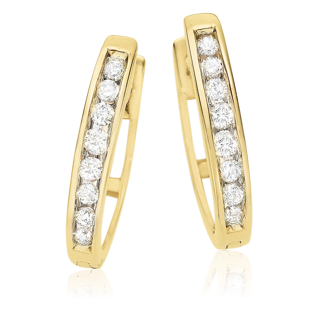 9ct Yellow Gold Round Brilliant Cut with 1/4 CARAT tw of Diamonds Huggie Earrings