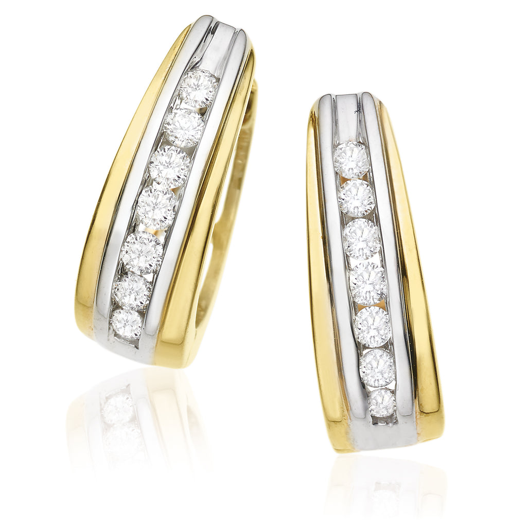 9ct Yellow Gold Round Brilliant Cut with 1/4 Carat tw of Diamonds Huggie Earrings