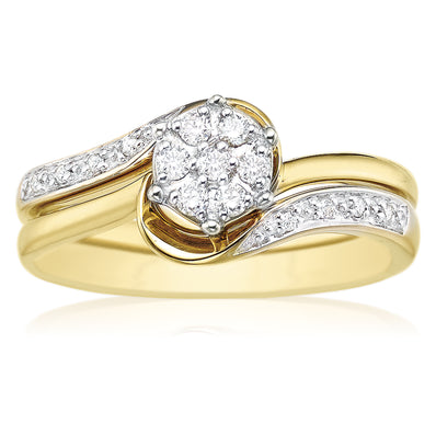 9ct Yellow Gold Round Brilliant Cut with 0.15 CARAT tw of Diamonds Ring