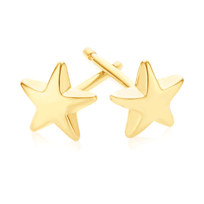 9ct Yellow Gold Star Kids Stud Earrings