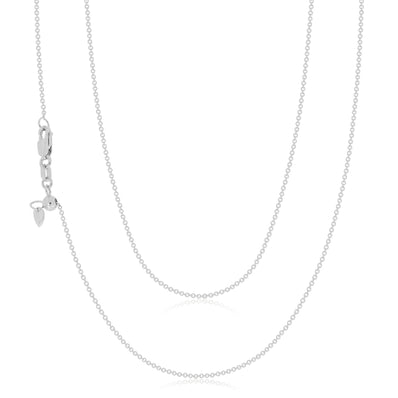9ct White Gold 55-60cm Adjustable Cable Chain