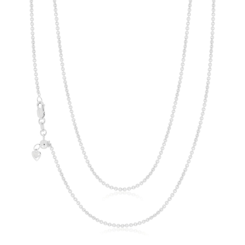 9ct White Gold 65-70cm Adjustable Cable Chain