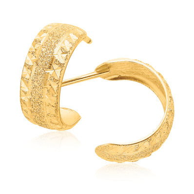 9ct Yellow Gold Stardust Diamond Cut  Hoop Earrings