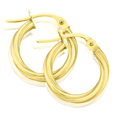 9ct Yellow Gold 10mm Twist  Hoop Earrings
