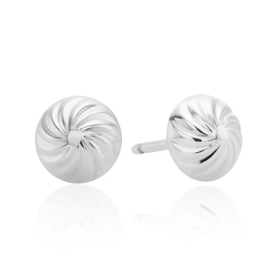 9ct White Gold Swirl Ball  Stud Earrings