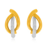 9ct Yellow and White Gold Mesh & Polished Hoop Earrings