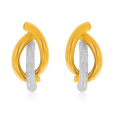 9ct Yellow and White Gold Mesh & Polished Hoop Earrings