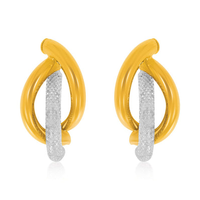 9ct Yellow and White Gold Mesh & Polished Hoop Earrings