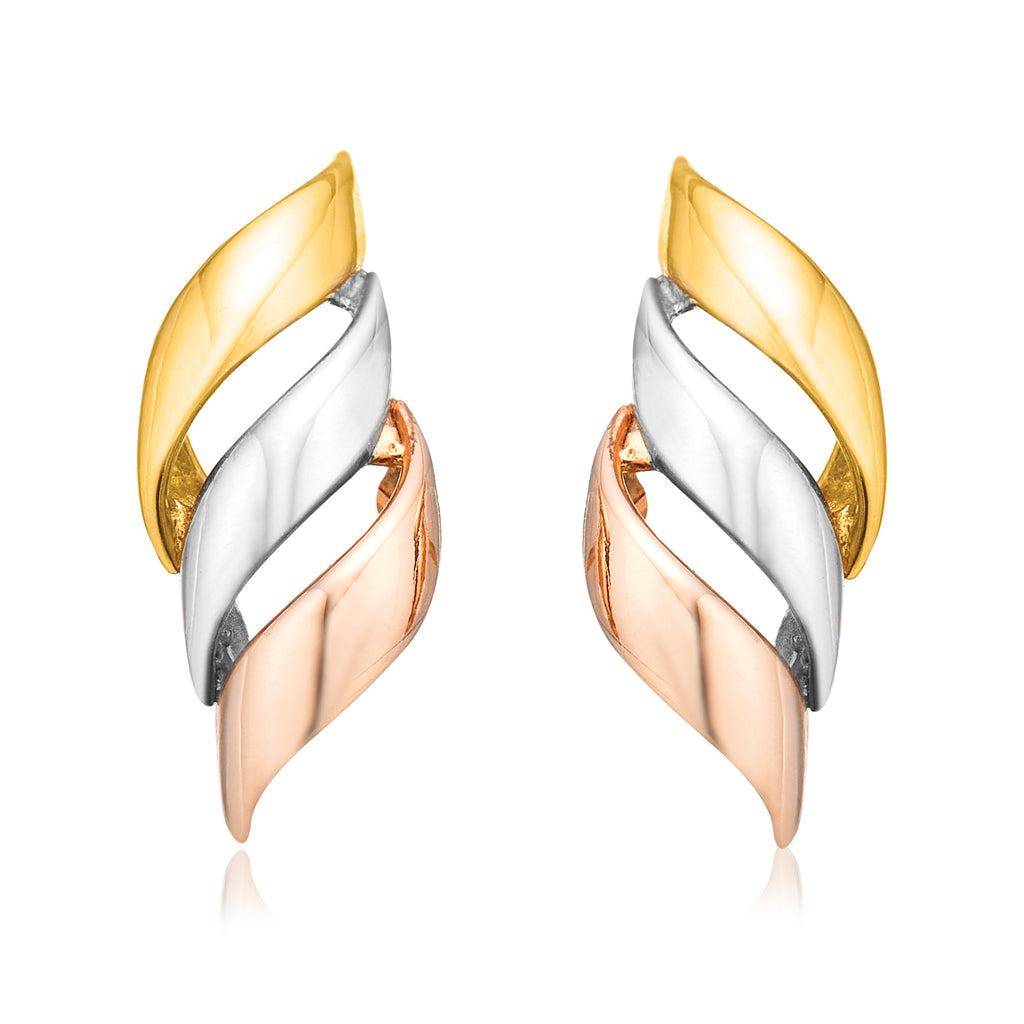9ct Two Tone GoldWave Pattern  Stud Earrings