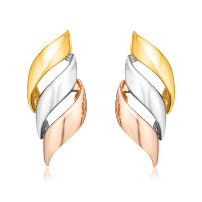 9ct Two Tone GoldWave Pattern  Stud Earrings