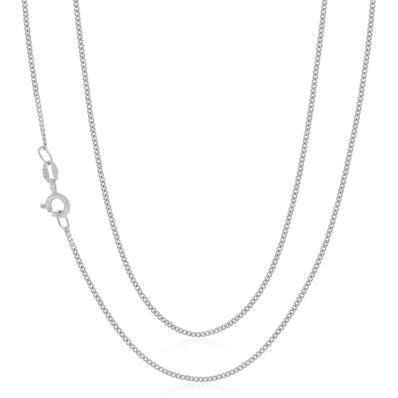 9ct White Gold 45cm Diamond Cut Curb Chain