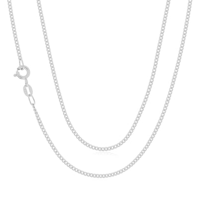 9ct White Gold 50cm Diamond Cut Curb Chain