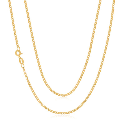 9ct Yellow Gold 55cm Diamond Cut Curb Chain