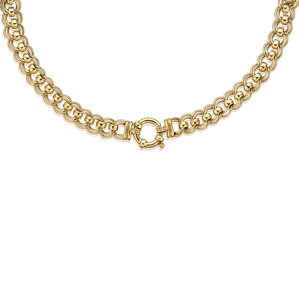 9ct Yellow Gold 45cm Double Belcher Chain with Bolt Ring Necklace