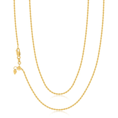 9ct Yellow Gold 45-50cm Adjustable Round Belcher Chain