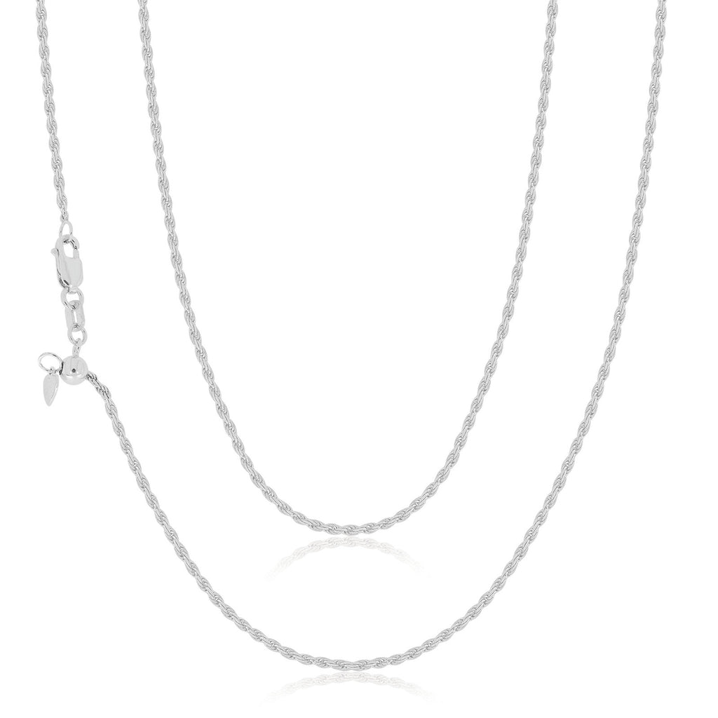 9ct White Gold 45- 50cm Adjustable Rope Chain