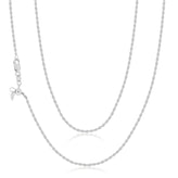 9ct White Gold 45- 50cm Adjustable Rope Chain