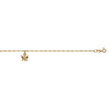 9ct Yellow Gold 25cm Figaro Anklet with Butterfly Charm