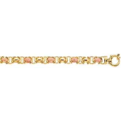 9ct Two Tone Gold 19cm Fancy Link Bracelet