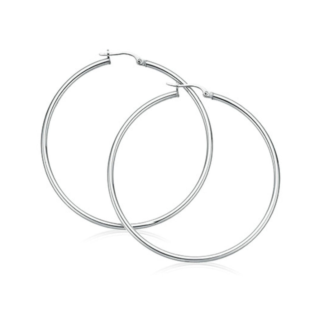 9ct White Gold 45MM Polished Hoop Earrings