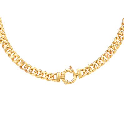9ct Yellow Gold 45cm Hollow Curb Chain with Bolt Ring Necklace