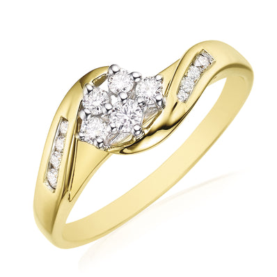 9ct Two Tone Gold Round Brilliant Cut with 1/4 CARAT tw of Diamonds Ring