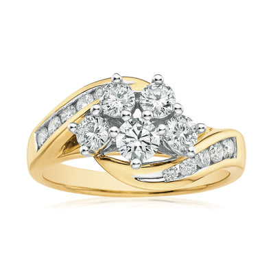 18ct Two Tone Gold Round Brilliant Cut with 1 CARAT tw of Diamonds Ring