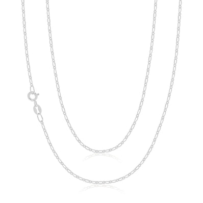 Sterling Silver 45cm 1:1 Figaro Chain Necklace