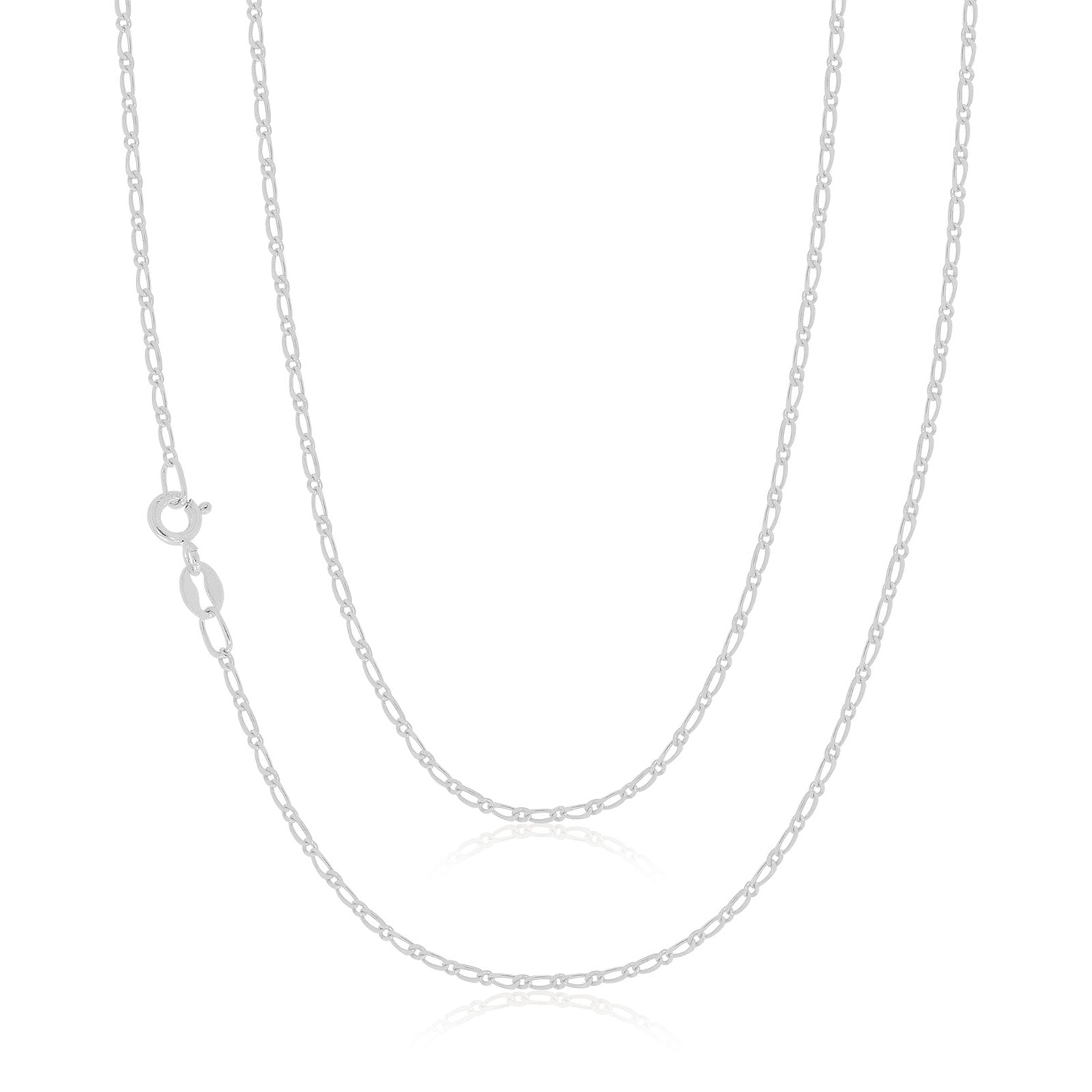 Sterling Silver 45cm 1:1 Figaro Chain Necklace