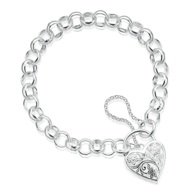 Sterling Silver 19cm Round Belcher Padlock Bracelet