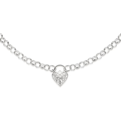 Sterling Silver 45cm Belcher Heart Necklace