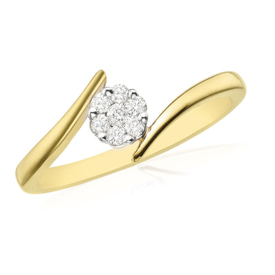9ct Yellow Gold Round Brilliant Cut with 0.12 CARAT tw of Diamonds Ring
