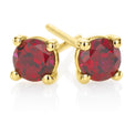 9ct Yellow Gold Round Brilliant Cut 4mm Created Ruby Stud Earrings