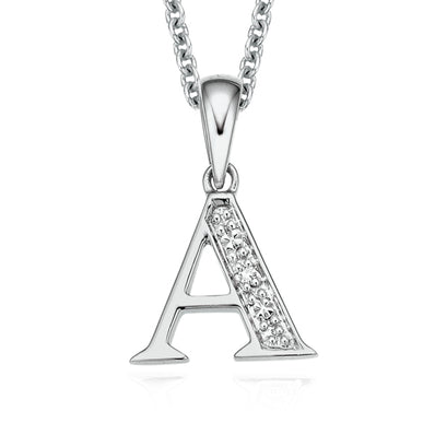 Sterling Silver Diamond Set Initial Pendant