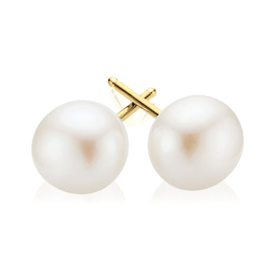 9ct Yellow Gold 7.5-8mm Fresh Water Pearl  Stud Earrings