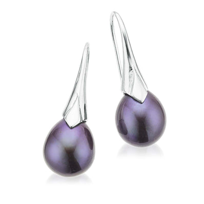 Sterling Silver 10-11mm Fresh Water Pearls  Drop Earrings