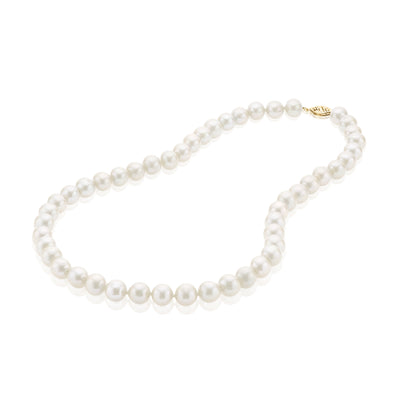 14ct Yellow Gold 9-10mm Fresh Water Pearl Strand Necklace