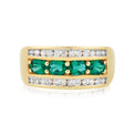 9ct Yellow Gold Round Brilliant Cut Created Emerald with 1/4 CARAT tw of Diamonds Ring