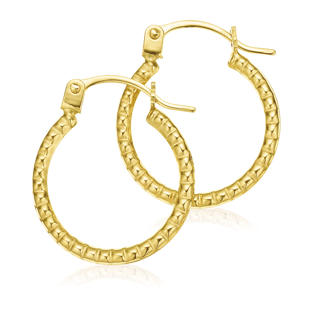 9ct Yellow Gold Pattern  Hoop Earrings