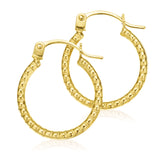 9ct Yellow Gold Pattern  Hoop Earrings