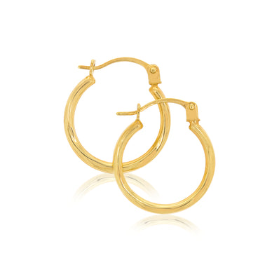 9ct Yellow Gold Patterned  Hoop Earrings