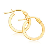 9ct Yellow Gold 10x1mm Square Tube  Hoop Earrings
