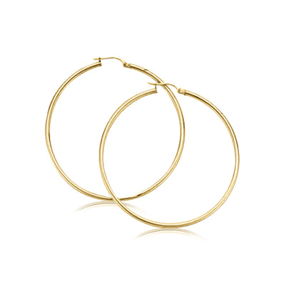 9ct Yellow Gold 45x2mm Polished Hoop Earrings