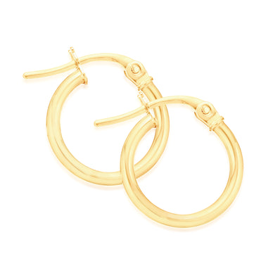 9ct Yellow Gold 10x1.5mm Polished  Hoop Earrings